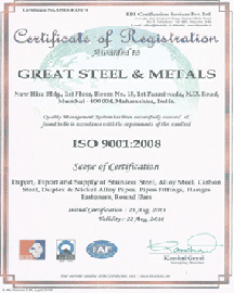 certificate great steel
